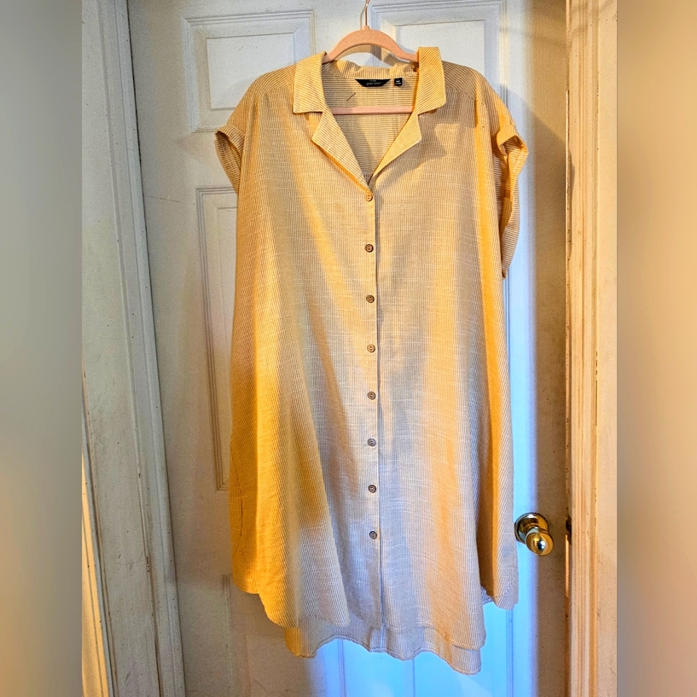 Yellow Button Down Dress w/ Pockets